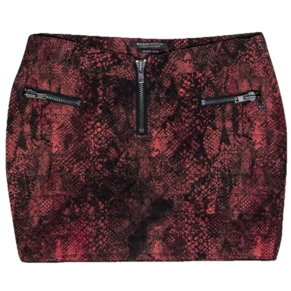 Maison Scotch Soda La Femme Selon Marie Skirt M 2 Red Snake Rendez Vous Quilted